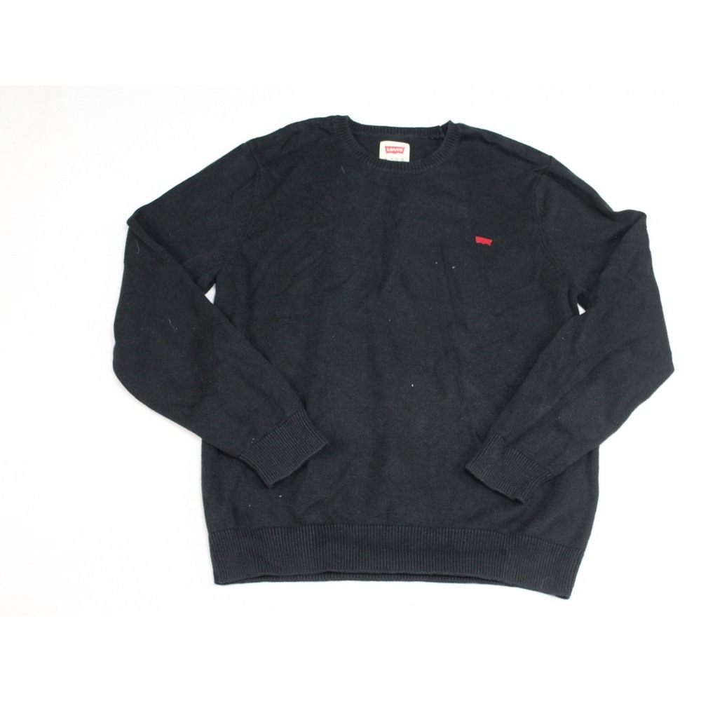 Levi's Sweater Men XL Black Excellent Knit Crew Neck Long Sleeve Pullover